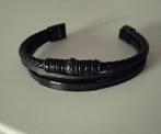 Leren herenarmband zwart, Ophalen, Nieuw, Zwart, Leer