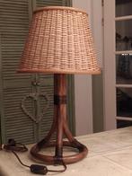 Vintage Bohemian bamboe tafellampen met rieten kap (2), Ophalen of Verzenden, Zo goed als nieuw, Minder dan 50 cm