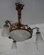 art deco luster lamp wit geperst glas Schneider, Antiek en Kunst, Ophalen