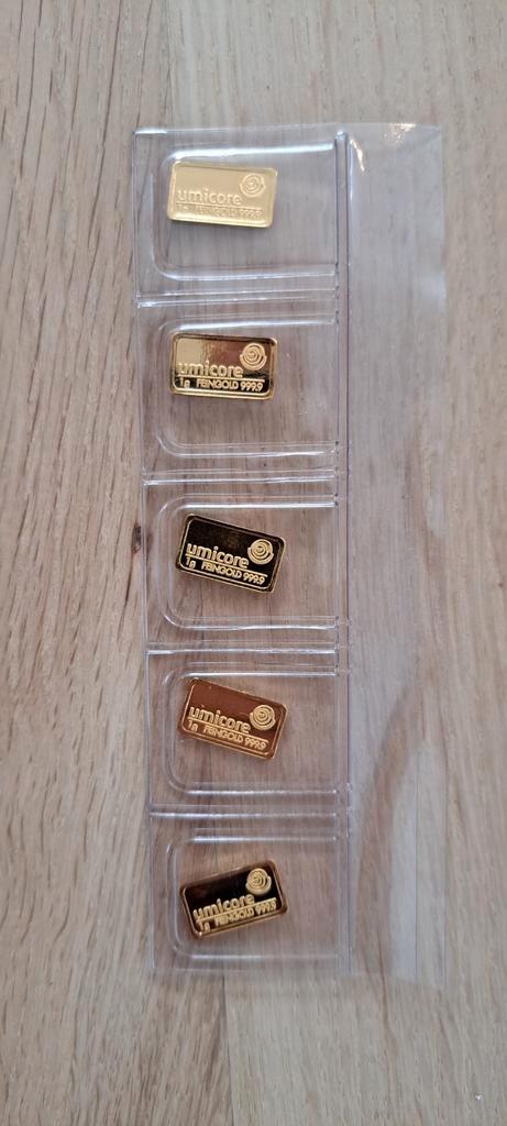 1 gram Umicore gouden baartje, Postzegels en Munten, Edelmetalen en Baren, Goud, Ophalen of Verzenden