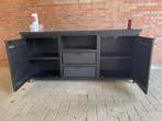 dressoir 180 breed 2 deur + 2 laden zwart top mango actie, 150 tot 200 cm, Nieuw, Metaal, Minder dan 100 cm