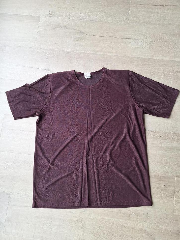 Miss Etam top aubergine, Kleding | Dames, Tops, Zo goed als nieuw, Maat 42/44 (L), Overige kleuren, Korte mouw, Ophalen of Verzenden