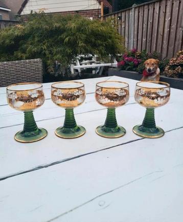 Vintage Duitse Wijnglazen met Trompetvoet - Set van 4 beschikbaar voor biedingen