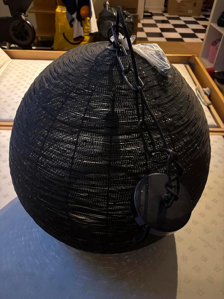 Stalen Lamp met Ophangbeugel, Huis en Inrichting, Lampen | Hanglampen, Zo goed als nieuw, Minder dan 50 cm, Metaal, Ophalen