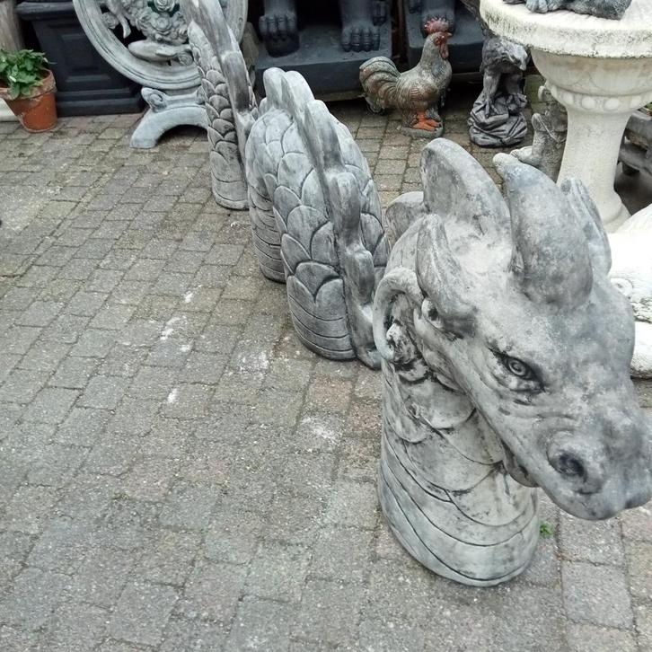 Draken van beton, groot , middel en klein, Tuin en Terras, Tuinbeelden, Gebruikt, Dierenbeeld, Beton, Ophalen