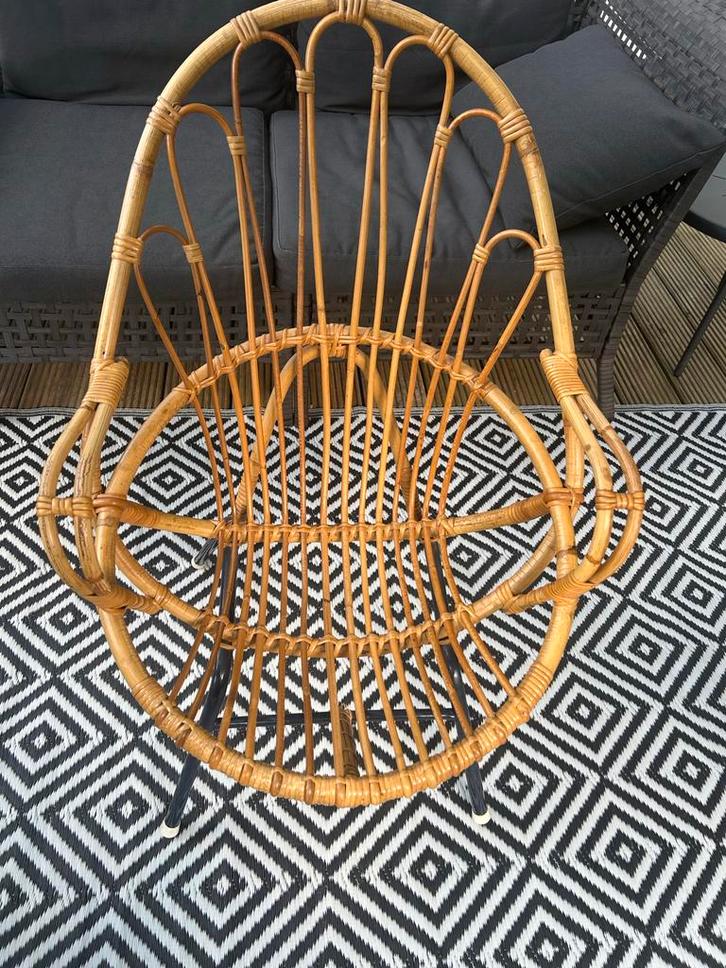 Vintage Rotan Stoel Rohé Stijl, Huis en Inrichting, Stoelen, Gebruikt, Eén, Riet of Rotan, Bruin, Ophalen of Verzenden