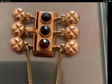 Prachtige antieke Gouden slot armban / ketting Granaat 14 k. beschikbaar voor biedingen