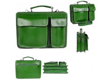 Schooltas leren aktetas laptoptas echt leder Groen beschikbaar voor biedingen