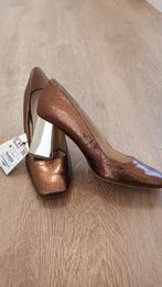 Zara leather heels gold block 38, Ophalen, Bruin, Zara, Nieuw
