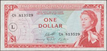 E.C.S. St. Lucia 1 dollar ND(1965) gebruikt p.13l (nr 48) beschikbaar voor biedingen