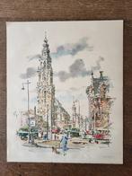 reproductie aquarel stad Groningen Piet Spijker, Huis en Inrichting, Woonaccessoires | Schilderijen, Tekeningen en Foto's, Minder dan 50 cm