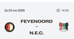 2 tickets Feyenoord - NEC, Tickets en Kaartjes, Drie personen of meer, November