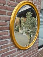 Oude spiegel gouden lijst met facet geslepen glas 80 x 60 cm, Ophalen, Ovaal, 50 tot 75 cm, Minder dan 100 cm