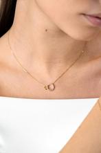 ZINZI Gold 14 krt gouden ketting met twee open rondjes, Sieraden, Tassen en Uiterlijk, Kettingen, Verstelbaar, Ophalen of Verzenden