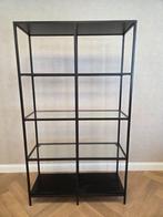 IKEA zwarte metalen stellingkast met glas, Huis en Inrichting, Ophalen, Met plank(en), Zo goed als nieuw, 150 tot 200 cm