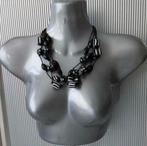 Manouk - koordketting met zw/w kralen, Sieraden, Tassen en Uiterlijk, Kettingen, Verzenden, Zwart, Nieuw, Overige materialen