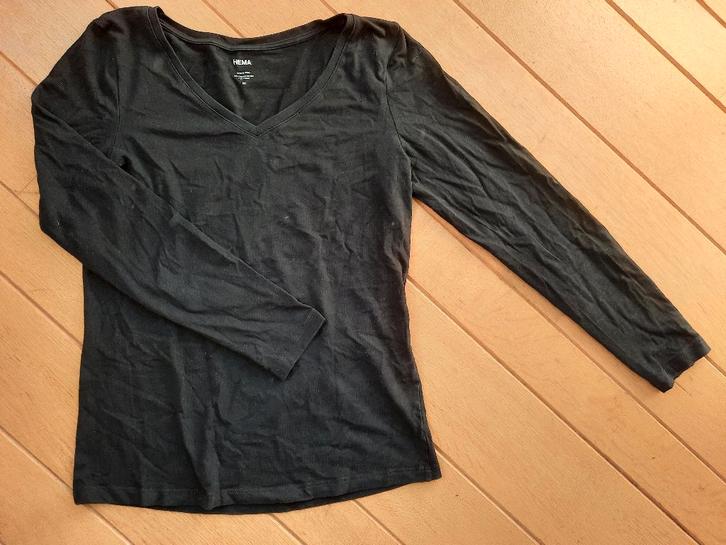 HEMA t- shirt lange mouw zwart Maat M - zgan -, Kleding | Dames, T-shirts, Zo goed als nieuw, Maat 38/40 (M), Zwart, Lange mouw