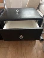 Zwarte Nachtkastjes met Glazen Knop - Set van 2, Overige materialen, Gebruikt, Minder dan 45 cm, Ophalen of Verzenden