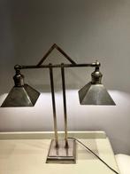 Art deco rvs dubbele bureaulamp., Ophalen of Verzenden, Gebruikt, Metaal, 50 tot 75 cm
