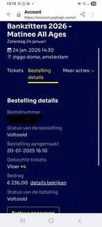 4 tickets Bankzitters Matinee all ages show., Tickets en Kaartjes, Drie personen of meer, Januari