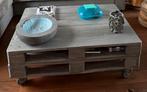 Grey washed pallet tafel op wielen, Ophalen, Gebruikt, 100 tot 150 cm, 50 tot 100 cm