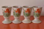 Set van 4 retro vintage jaren 70 Wildflower mokken met voet, Huis en Inrichting, Keuken | Servies, Nieuw, Ophalen of Verzenden