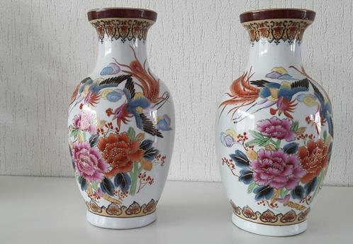 Chinese porselein vazen set vogels bloem landschap, Antiek en Kunst, Antiek | Vazen, Ophalen of Verzenden
