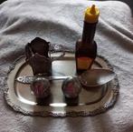 Vintage  verzilverden maggiehouder, peper, zout, lepel, blad, Ophalen of Verzenden
