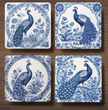 Pauw Delfts Blauw onderzetters met houder beschikbaar voor biedingen
