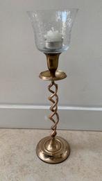Prachtige koperen kandelaar met gedraaide voet, Huis en Inrichting, Ophalen of Verzenden, Zo goed als nieuw, Kandelaar, 25 tot 50 cm