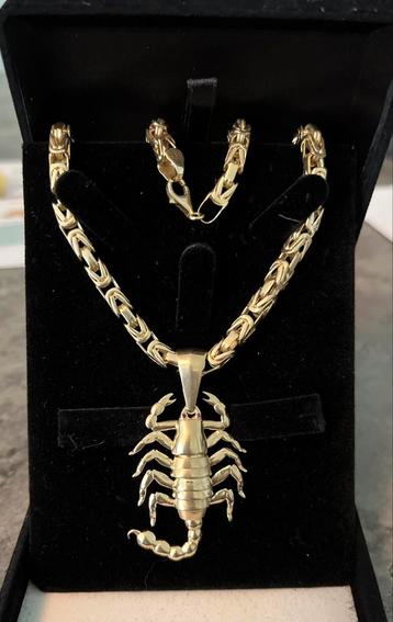 585/14k Gouden KoningsKetting met Scorpion Hanger 58cm beschikbaar voor biedingen