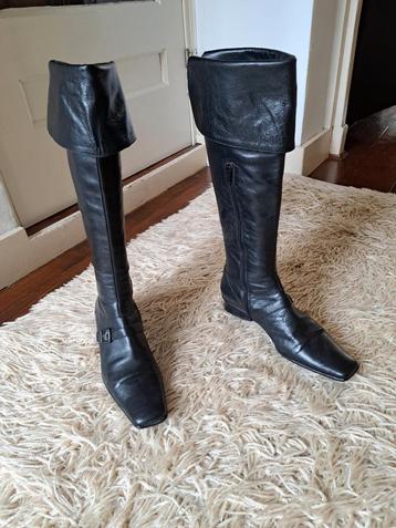 Elegante zwarte leren laarzen, Dick Boons, Mt.39 beschikbaar voor biedingen