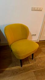 Woood Sara fauteuil velvet oker met zwarte poten, Wood, Ophalen, Overige kleuren, Zo goed als nieuw, Eén