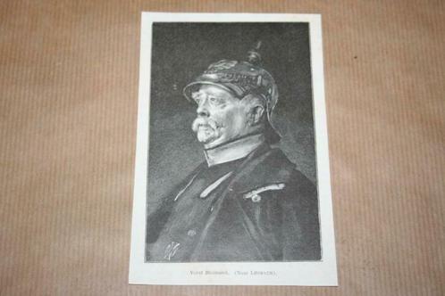 Antieke prent - Portret Vorst Bismarck - 1895 !!, Verzamelen, Foto's en Prenten, Gebruikt, Prent, Ophalen of Verzenden
