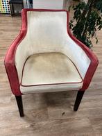 Horeca fauteuil creme met rode Accenten / eetkamer stoel, Huis en Inrichting, Fauteuils, Ophalen, Gebruikt, Minder dan 75 cm, Stof