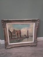 Vintage schilderij Hollands havengezicht, Antiek en Kunst, Kunst | Schilderijen | Klassiek, Ophalen