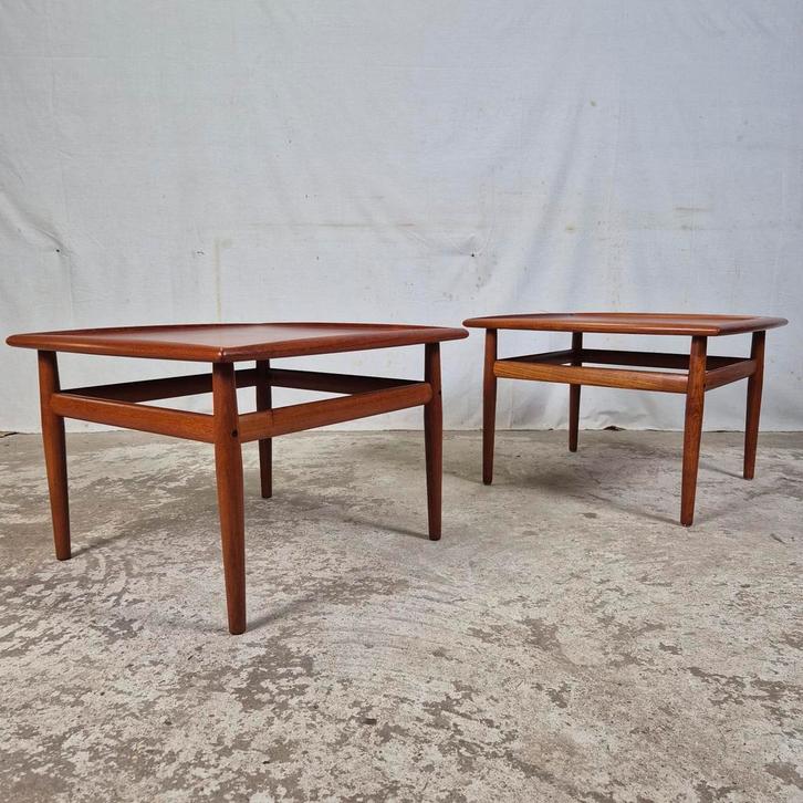 Grete Jalk, Glostrup vintage Deense salontafels bijzettafels, Huis en Inrichting, Tafels | Bijzettafels, Gebruikt, Vierkant, 45 tot 60 cm
