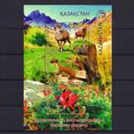 flora fauna blok hermelijn wild schaap bloem Kazachstan 2017, Verzenden, Postfris, Dier of Natuur