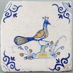 antieke polychrome tegel 17e eeuw, pauw, Antiek en Kunst, Verzenden