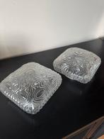 Set van 2 midcentury vintage glazen plafondlampen, Ophalen of Verzenden