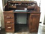 Vintage rolluik bureau met stoel, Huis en Inrichting, Bureaus, Ophalen, Gebruikt, Bureau
