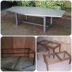 160. Diverse tafels glas graniet eikenhout lak gebruikt, Ophalen, 50 tot 100 cm, Vijf personen of meer, Rechthoekig