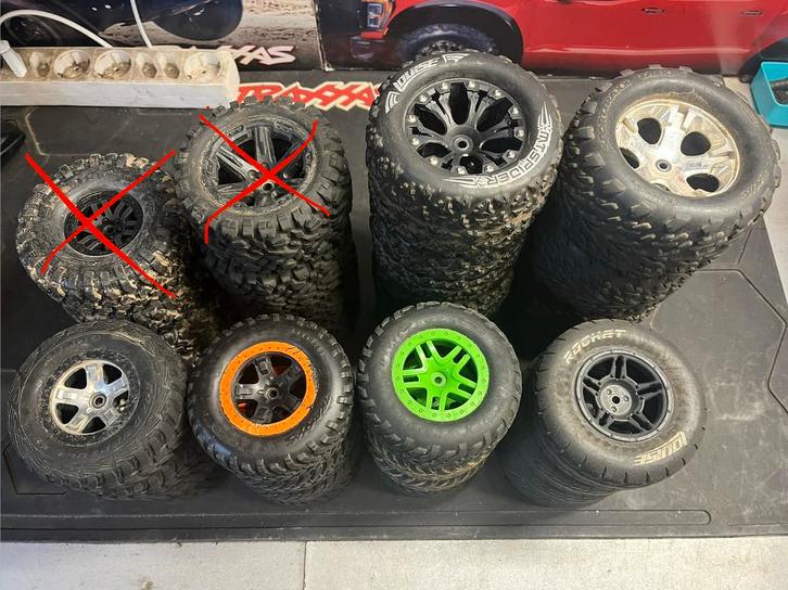 Traxxas Rustler Slash Stampede TRX-4 1/10 banden set, Hobby en Vrije tijd, Modelbouw | Radiografisch | Auto's, Zo goed als nieuw