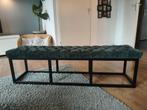 Groen bankje met zwart stalen frame, Ophalen of Verzenden, Zo goed als nieuw, Stof, Modern