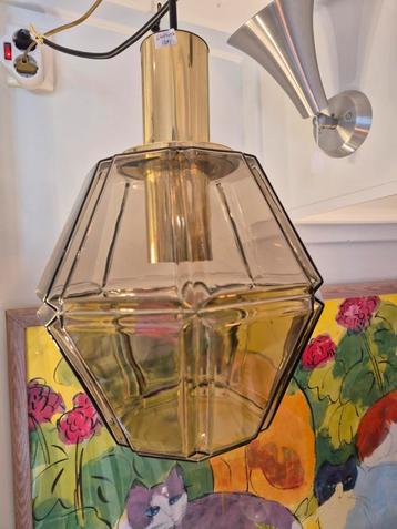 Glashutte vintage hanglamp rookglas beschikbaar voor biedingen