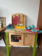 Houten kinderkeuken en thee servies Djeco, Ophalen, Gebruikt, Meubelstuk of Keukentje