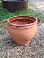 Oude antieke Hollandse terracotta reuzelpot pot bloempot, N, Rond, Ophalen of Verzenden, Minder dan 25 cm