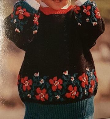 Bloemen en kleuren trui breipatroon beschikbaar voor biedingen