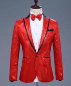 Heren rood paillet glitter colbert mannen rode blazer jasje, Nieuw, Verzenden, Rood