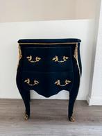 Donkerblauwe Velvet Barok Buikkast, Ophalen, 50 tot 100 cm, Zo goed als nieuw, 3 of 4 laden